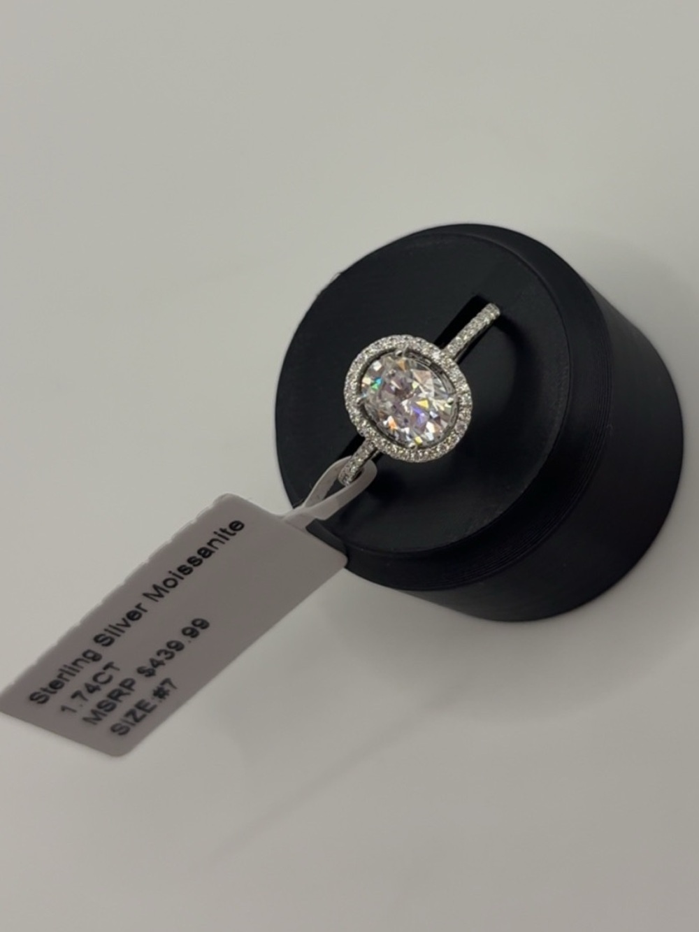sterling silver moissanite halo ring size #7 - Picture 1 of 6